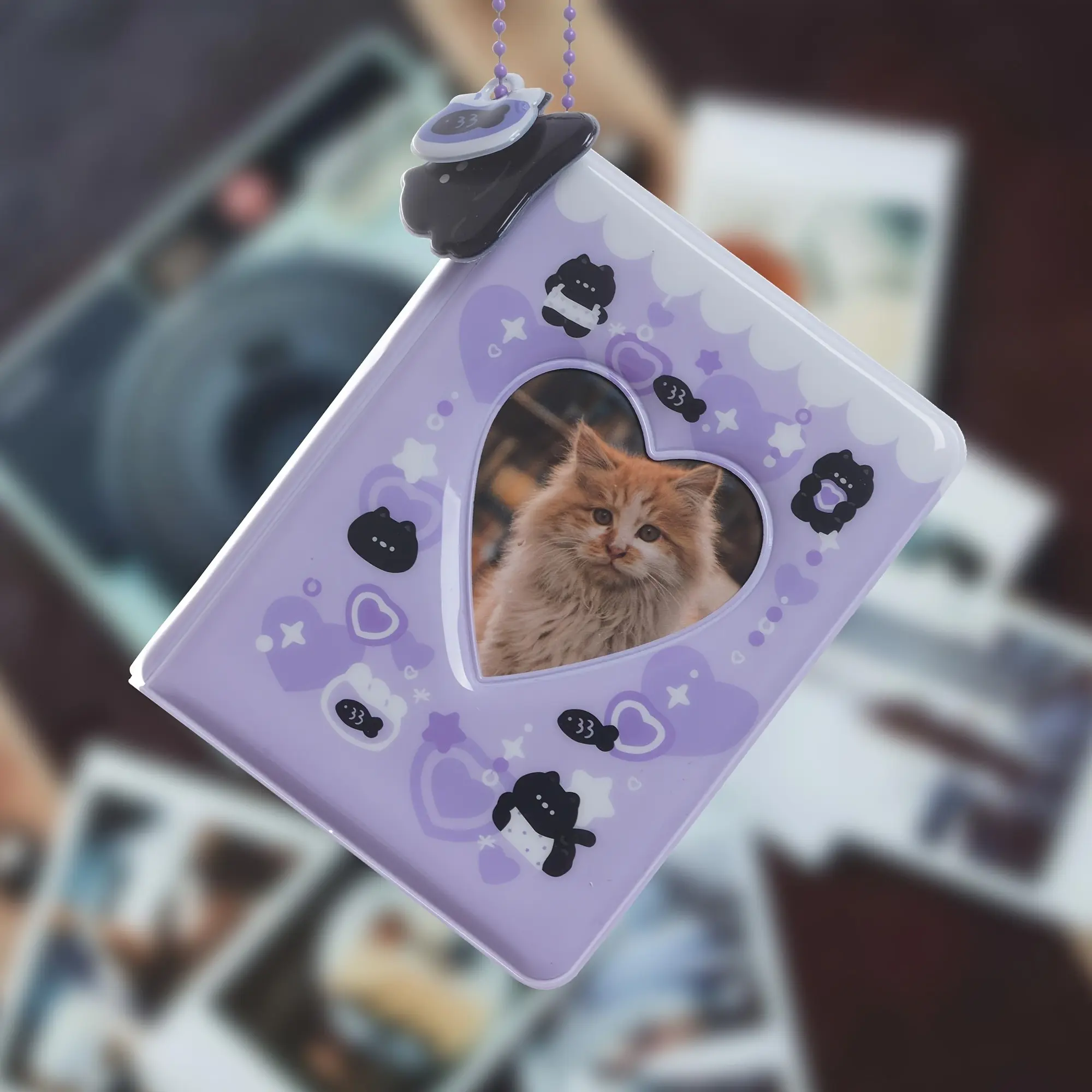 Mini Photo Card Storage Album with Keychain Charm, 3 Inch Heart Cutout Design, 20 Pages for 40 Photos, PVC Material, Photocard Album, Perfect for Travel, Weddings, Birthdays, Christmas, Picture Album, Photo Albums