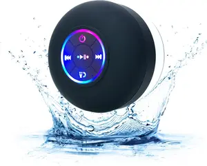 Waterproof Bluetooth Shower Speaker Portable Wireless Water-Resistant Speaker Suction Cup,Built-in Mic Gifts for Kids Speakerphone for iPhone Phone Tablet Bathroom Kitchen - Black