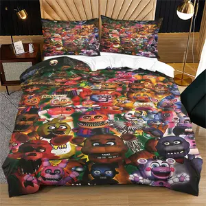Five Nights at Freddy's Bedding Set, Toy Bear Pattern, Soft Comfortable Duvet Cover for Kids and Adults, Includes 1 Duvet Cover and 1-2 Pillowcases