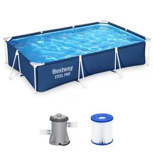 Bestway Steel Pro 9.8' x 6.6' x 26" Metal Frame Above Ground Pool w/ Filter Pump