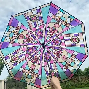Vintage Transparent Creative Umbrella, 1 Count Manual Folding Umbrella, Lightweight Waterproof Umbrella, Dual-use Umbrella for Everyday Elegance, Lightweight Foldable Umbrella, Rainproof Umbrella, Home Supplies