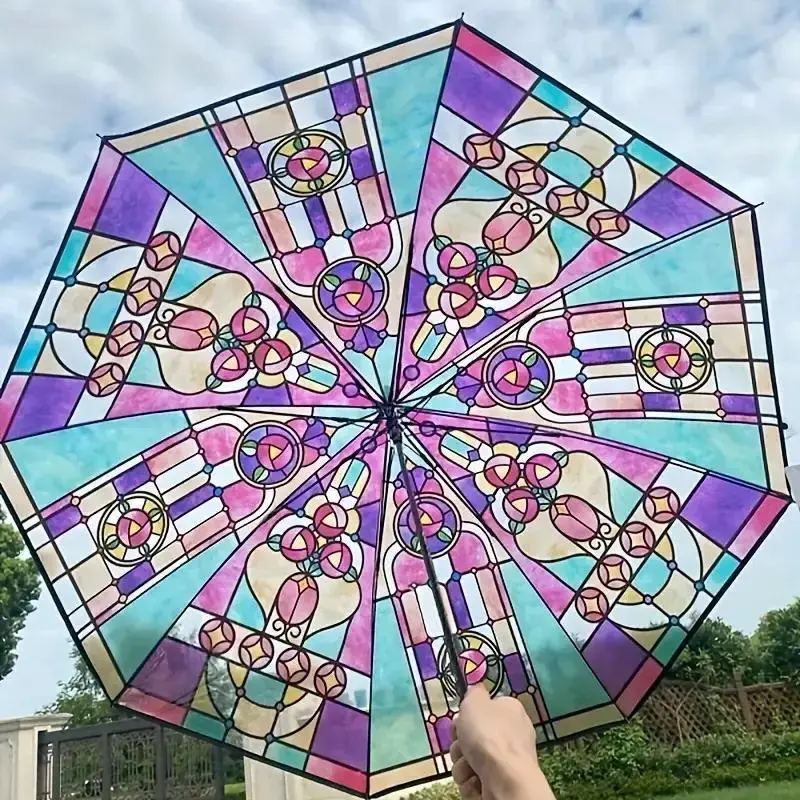 Vintage Transparent Creative Umbrella, 1 Count Manual Folding Umbrella, Lightweight Waterproof Umbrella, Dual-use Umbrella for Everyday Elegance, Lightweight Foldable Umbrella, Umbrellas for Rain, Rainproof Umbrella, Home Supplies