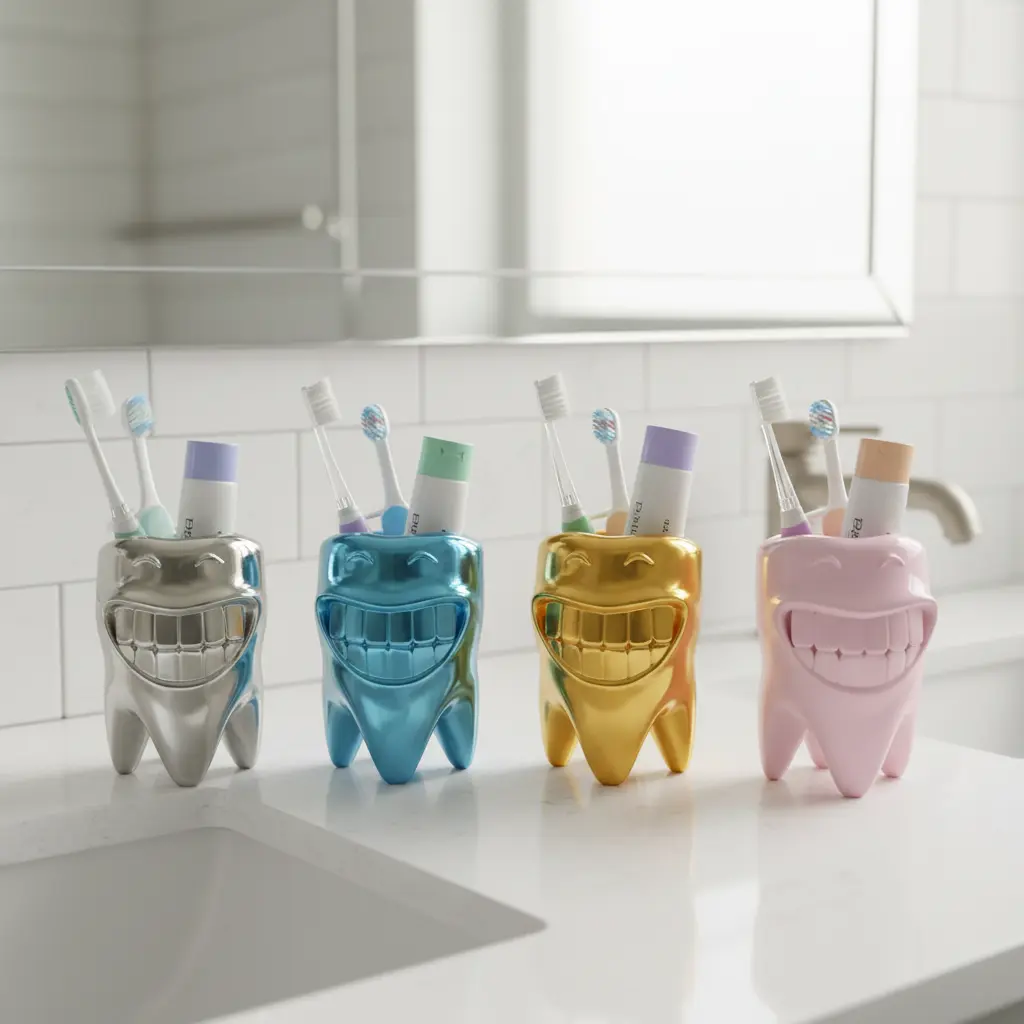 Toothbrush Holder Tooth Shape – Bathroom Organizer Cup for Toothbrush & Toothpaste