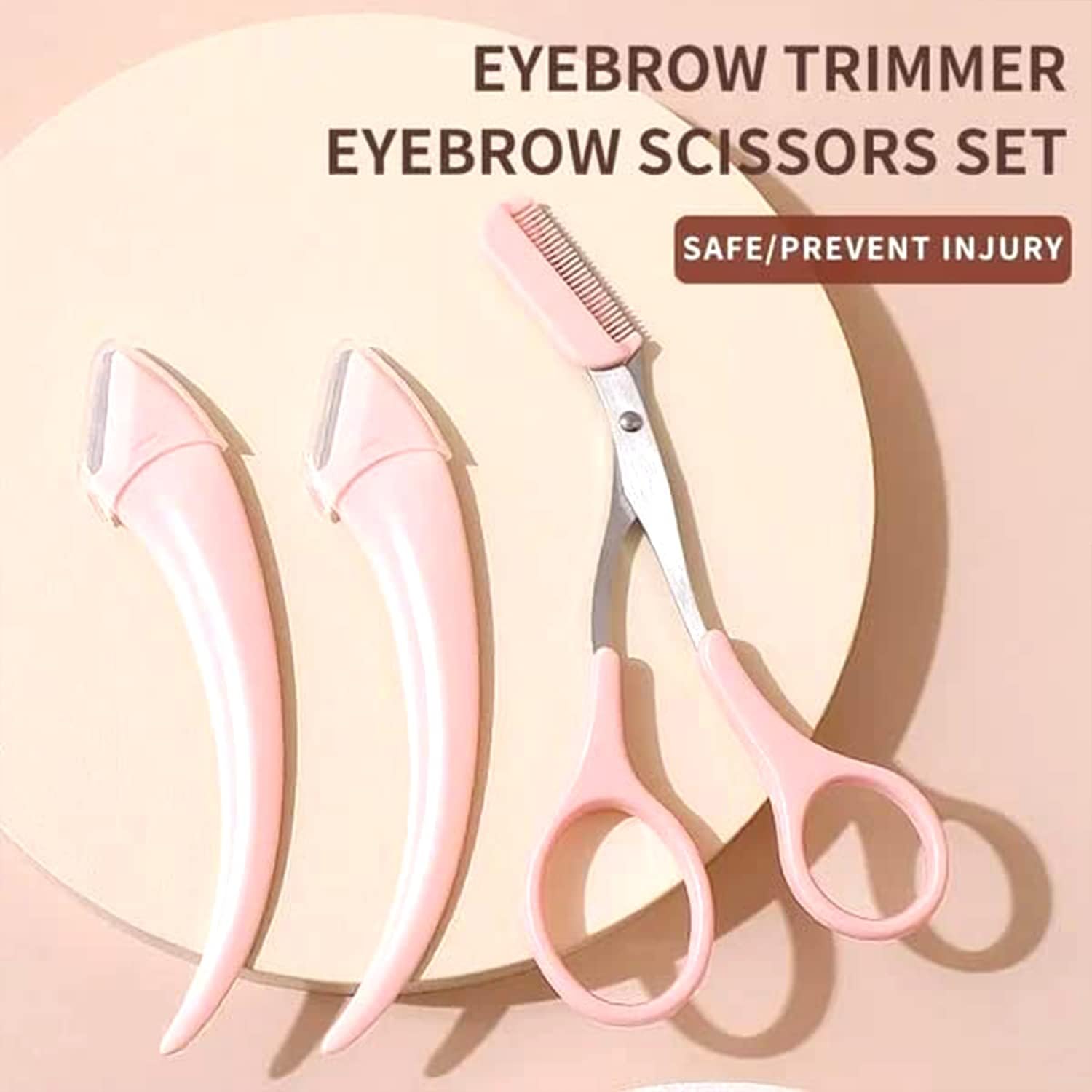 Eyebrow Scissors Set, 3-piece set eyebrow trimmer, eyebrow shaping tool, eyebrow products for women and girls, portable eye makeup tools for home and travel