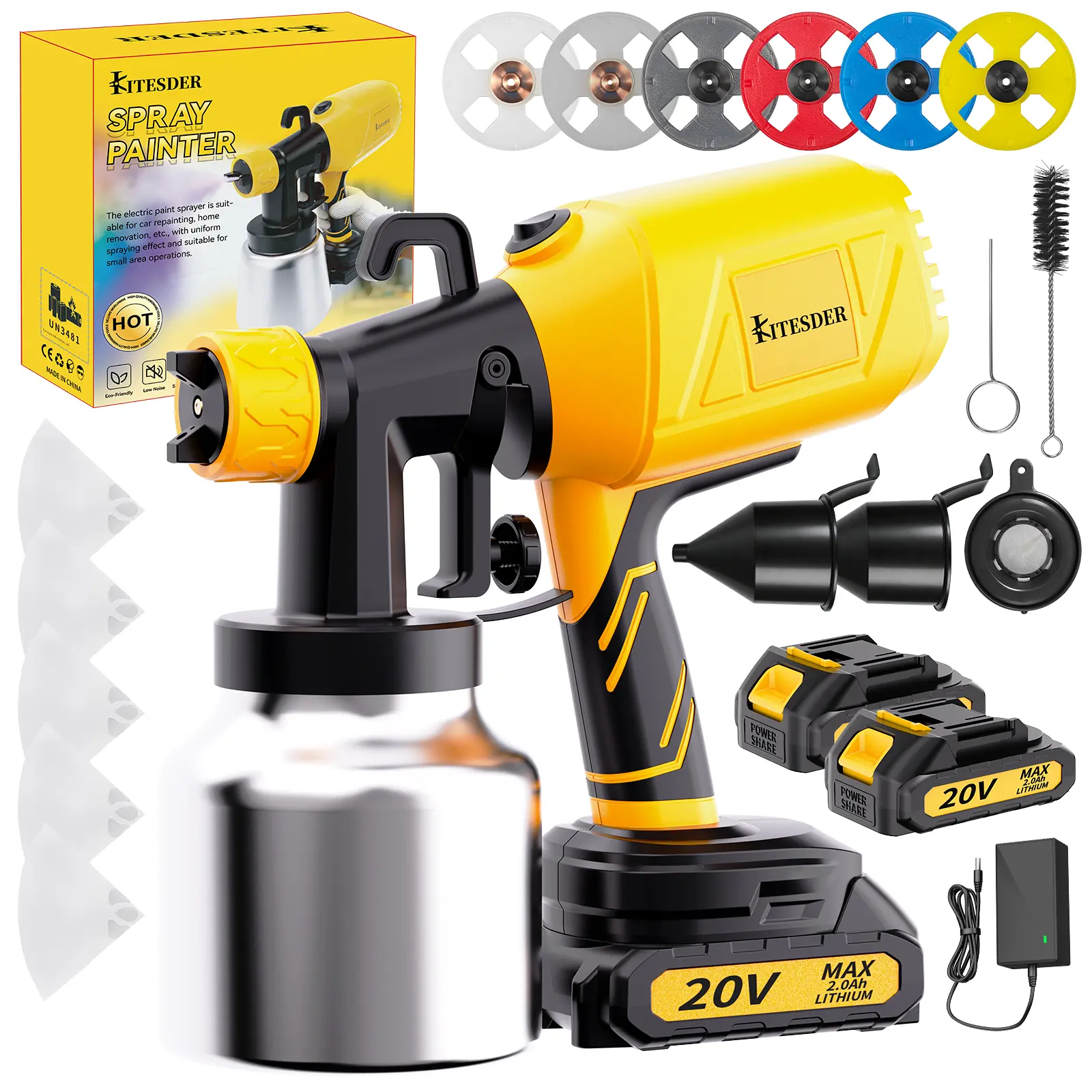 Wireless Sprayer, Wireless high-Pressure Spray Gun, Battery-Powered Sprayer, Equipped with Adjustable-Flow nozzles, Easy to Clean, Suitable for Home Decoration