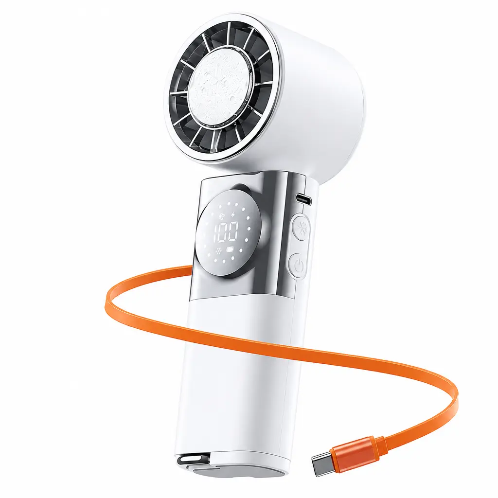 Handheld Portable Fan with Portable Charger - 100 Adjustable Settings, High-Speed, Horizontal Foldable, for Summer Travel, Outdoor Use
