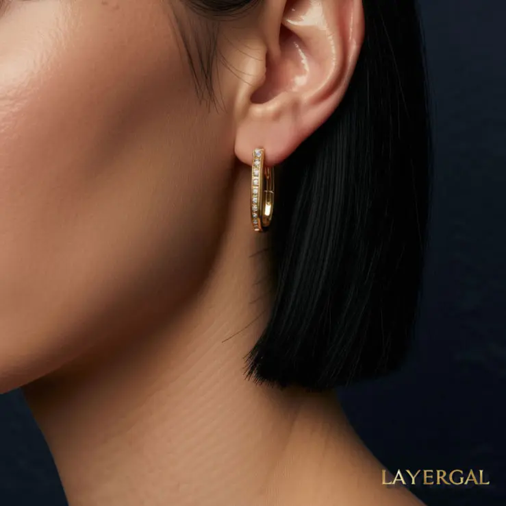 LG058 Shining Hoop(15mm) M Earrings Classic Handmade  Jewelry