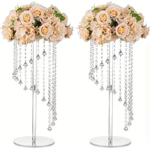 2/10 23.6 High Acrylic Vase Wedding Decorations for Crystal Table Decorations - Elegant Geometric Flowers for Party Table Christmas and Halloween Decorations