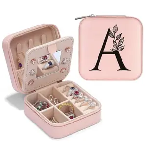 Parima Personalized Daily Jewelry Box - Pink Travel Jewelry Case Whit Mirror - 26-Letter Styles Jewelry Box - Mother's Day Gift - Gift For Wowen