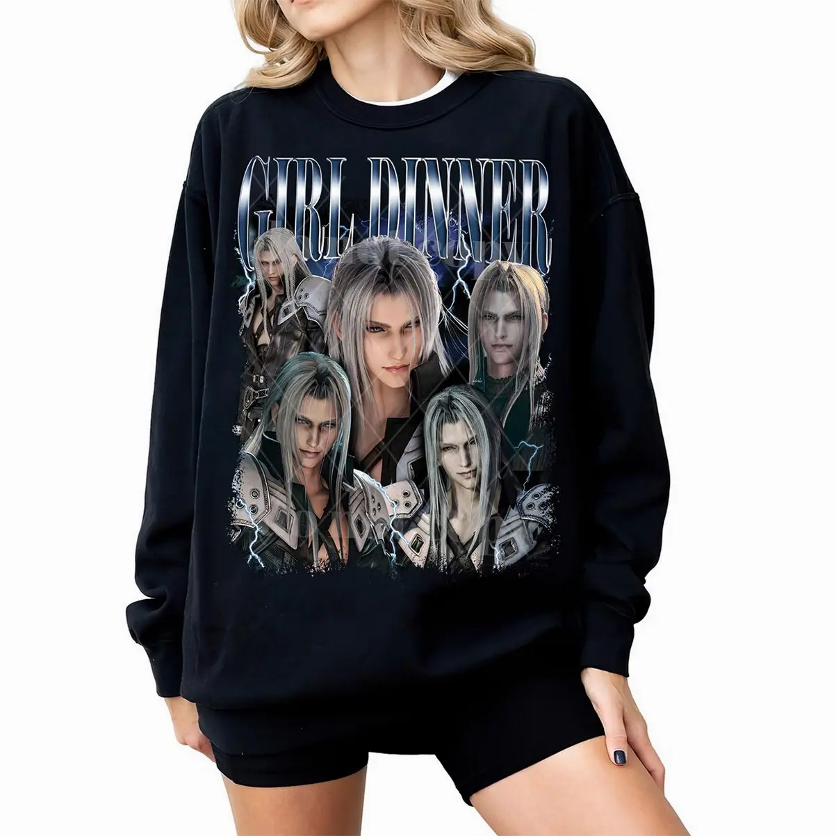 Sephiroth Girl Dinner F Fantasy Anime Manga Crewneck T-Shirt Sweatshirt Hoodie Fabric Top Streetwear, Shirt For Men, Women