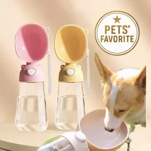 2-in-1 Portable Dog Water Bottle 19oz Leak Proof One-Push Magic Flow Container for Dog Walking Camping Hiking Outdoor Travel Pets' Favorite