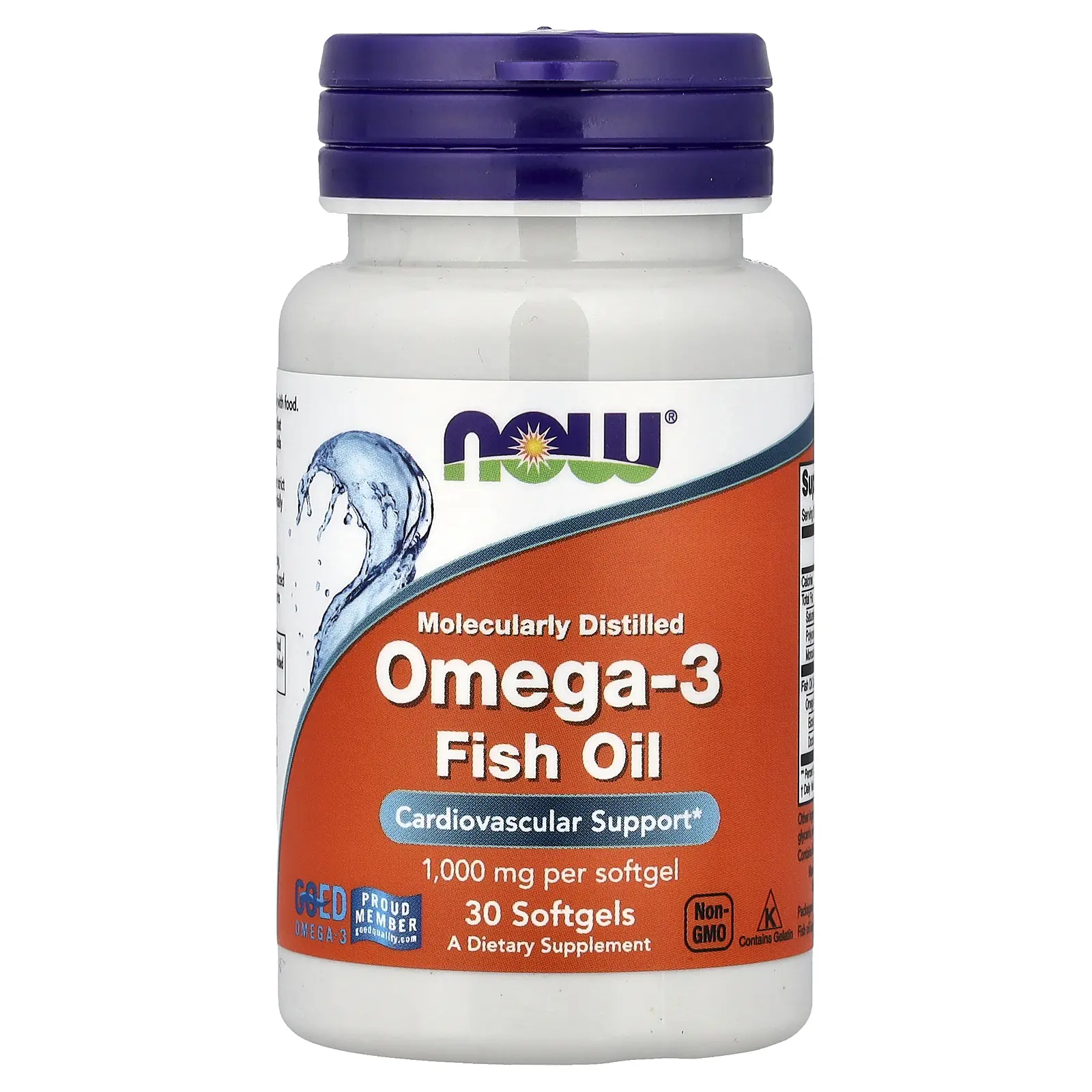 NOW Foods Omega-3 Fish Oil, 30 Softgels (1 g per Softgel)