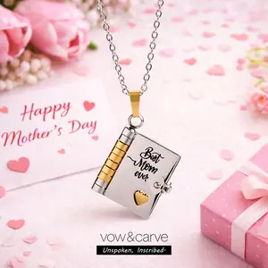 Best Mom Ever Book Necklace – Heartfelt Jewelry Gift for Mother's Day, Birthday, or Any Occasion