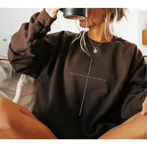 Make Heaven Crowded Christian Sweatshirt, Minimalist Cross Crewneck Sweater, Trendy Mens Womens Faith Apparel, Baptism Gift