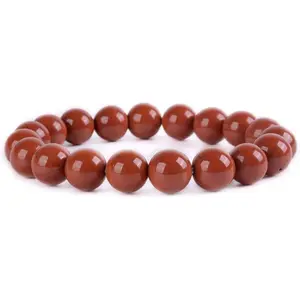 Natural Red Jasper Gemstone 10mm Round Beads Stretch Bracelet 7" Unisex