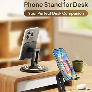 FOGER Aluminum Metal Adjustable Cell Phone Stand Desk - Heavy Duty Foldable Desktop Phone Holder, for iPhone 17 16 15 14, Plus, Pro, Pro Max, 13 12 Plus, Galaxy S26 25, 4-11''