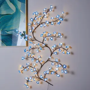 LED Lighted Birch Tree Shaped Decoration, USB Powered 8 Modes Branch Light, Waterproof Decorative Light for DIY Wreath, Room Decoration, Wedding & Holiday Celebration, Ornaments