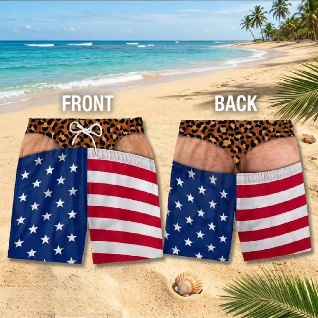 Funny Men's Swim Trunks, Fake Underwear Hawaian Beach Shorts, Gift For Everyone