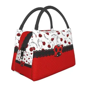 Lunch bag for men and women, reusable portable heat preservation bag, seven star Ladybug pattern, is used for outdoor camping and daily commuting necessities, safe and durable heat preservation material, portable and fashionable design