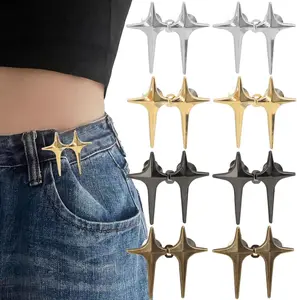 Star Button Pant Waist Tightener Set - 8 Adjustable Star Button Sets with 4 Metal Pins for Loose Jeans, Pants, Skirts, and Dresses - Reusable & Durable Design - Simple Installation - Versatile Decorative Brooches