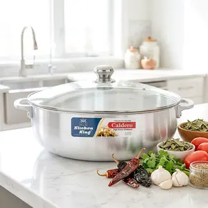 Kitchen King - Caldero Pots sizes 8 - 20 Inches, Modern Hygienic Cooking Pots with Glass Lid