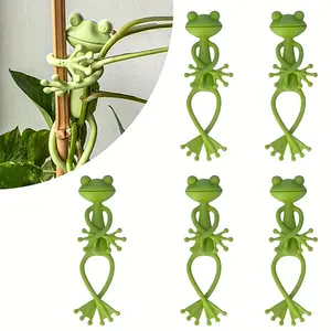 5pcs Frog Plant Support Stand - Durable Plastic Home Patio Garden Decor with Cute Frog Design, Easy to Use for Indoor/Outdoor Plants, Perfect Gift for Nature Lovers, Frog Decor, Indoor Outdoor Decor House | Playful Design | Lightweight Stand
