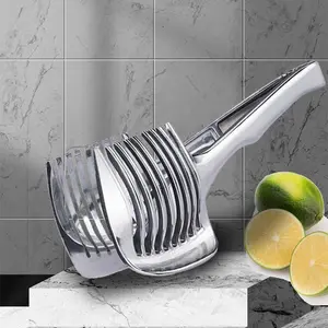 Stainless Steel Kitchen Slicer Tool, Tomato & Lemon Cutter, Vegetable Cutting Slicer, Ideal for Soft Fruits Vegetables, DIY Food Beverage Preparation, Kitchen Gadget