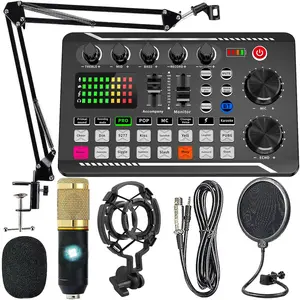Professional Live Streaming Sound Card Set, Audio Interface & Live Streaming Sound Card & Microphone & Headphone & Other Accessories, Audio Equipment for Recording & Live Streaming