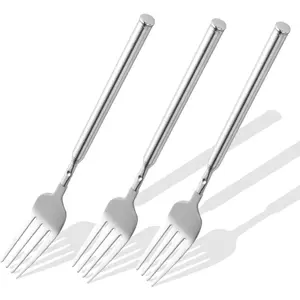 ?3 PCS?Extendable Fork for Jokes, Expandable Forks, Extended/Extending/Extend, Extension from 8.7" to 25.4" Long, Stainless Steel Telescopic/Telescoping/Retractable Dinner Fork.