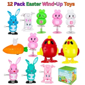 12-Pack Wind-Up Toys, Unisex Easter Theme Toys, Bunny Party Favors, Kids' Easter Basket Stuffers