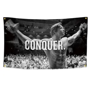 Conquer Gym Motivational Poster, 1 Count Gym Decor Backdrop, Indoor Backdrops, Fashionable Wall Hanging Banner for Home Gym, Party Decoration, Party Decorations Banners