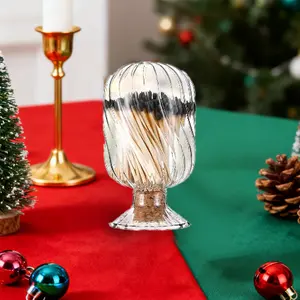 Glass Matchbox Jar, Vintage Vertical Pattern Glass, Wooden Stopper, Home Living Room, Restaurant Decor, Moving Gift