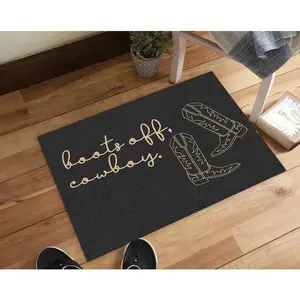 Boots Off Cowboy Western Doormat Non-Slip Quick Dry Diatom Mud Floor Mat - Coastal Cowgirl Aesthetic Room Decor, Modern Farmhouse Entryway Rug, Funny Welcome Mat for Apartment Indoor Kitchen Bathroom - Low Profile Washable Nashville Home Gift Idea