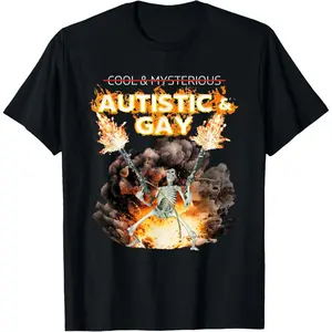 Autistic and Gay Skeleton | Cursed Autism Meme T-Shirt