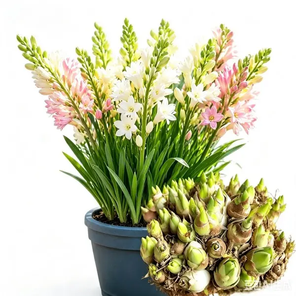 2 Pcs Hand-Selected Tuberose Flower Bulbs - White & Pink Fragrant Polianthes Tuberosa Perennials, Easy to Grow in Gardens & Pots for Full Sun