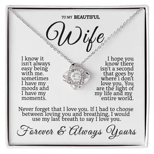 To My Wife - Love Knot Necklace, Anniversary, Wife Gift Idea, Personalized Gift For Wife, Birthday Gift For Wife, From Husband