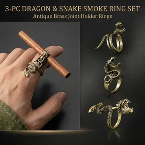 3PCS Dragon Medusa Serpent Gold Rings – Adjustable Statement Jewelry with Creative Groove Design, Unisex Gift Set