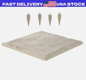 Decorative Stepping Stones with Stakes 4Pcs 15.5x15.5 in Walkway Pavers Beige