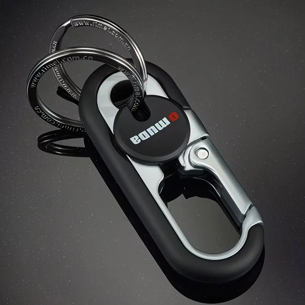 Men's Anti-Lost Keychain, Creative Bottle Opener Dual Ring Design, Business Waist Hanging Car Key Holder, Durable & Stylish Accessory, Portable Keychain, Multi Function Keychain, Keyrings