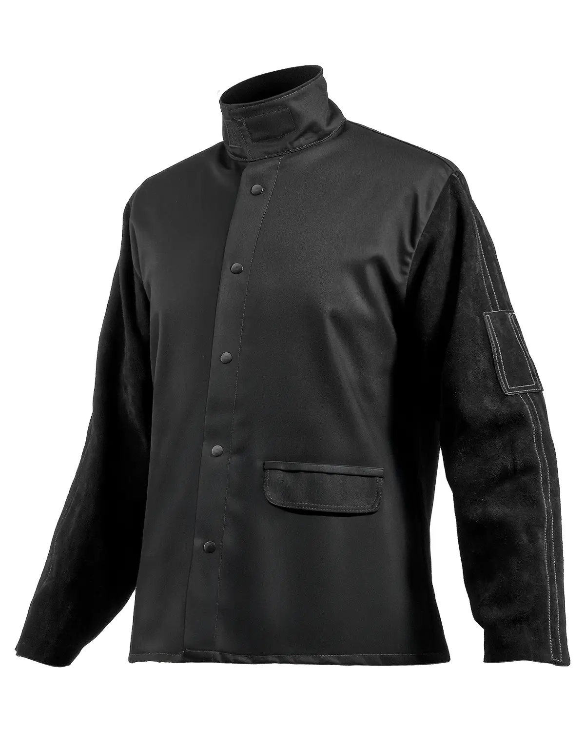 VEVOR Men's Flame Resistant Welding Safety Jacket - Heavy Duty Split Cowhide Leather Sleeves, 9 oz. FR Cotton Body, Reinforced Stitch, Sparks & Flames Protection, ATPV 9.2 cal/cm² Arc Rating, Non-Waterproof Work Safety Gear, Welder Father's Day Gift, XXL,