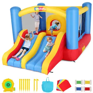 AKEYDIY Inflatable Bounce House for Kids 4-12, 12.6FTx9FT Huge Bouncy Castle with Elevated Double Racing Slides Obstacle, Large Bouncing Area, Indoor&Outdoor Blow up Bouncy Castle Jump Park for Family Backyard Fun, Christmas Gifts