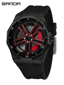 Men's Fashion High End Stylish Watch, Waterproof, Rotating Wheel Design, Sandblasted Alloy Multifaceted Student Watch, Trendy Casual Style, Quartz Wristwatch, Quartz Analog Watch
