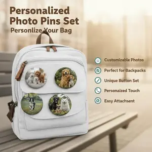 Custom Pins Buttons 5 with Your Photos for Backpacks and Bags 2.25 inch Personalized Photo Pins Set Perfect for Backpacks Unique Button Set Personaized Touch Easy Attachment