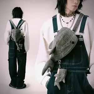 Polyester Unisex Whale Shark Crossbody Bag, Trendy Zoo Animal Design, Canvas Novelty Sling Pack for Camera and Photo Accessories