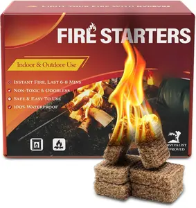Fire Starter, Easy-Burning Fire Starter Squares for Wood Stoves, Campfires, Grill Pit and Fireplace, Natural & Waterproof BBQ Fire Starters, 64 Mini Square