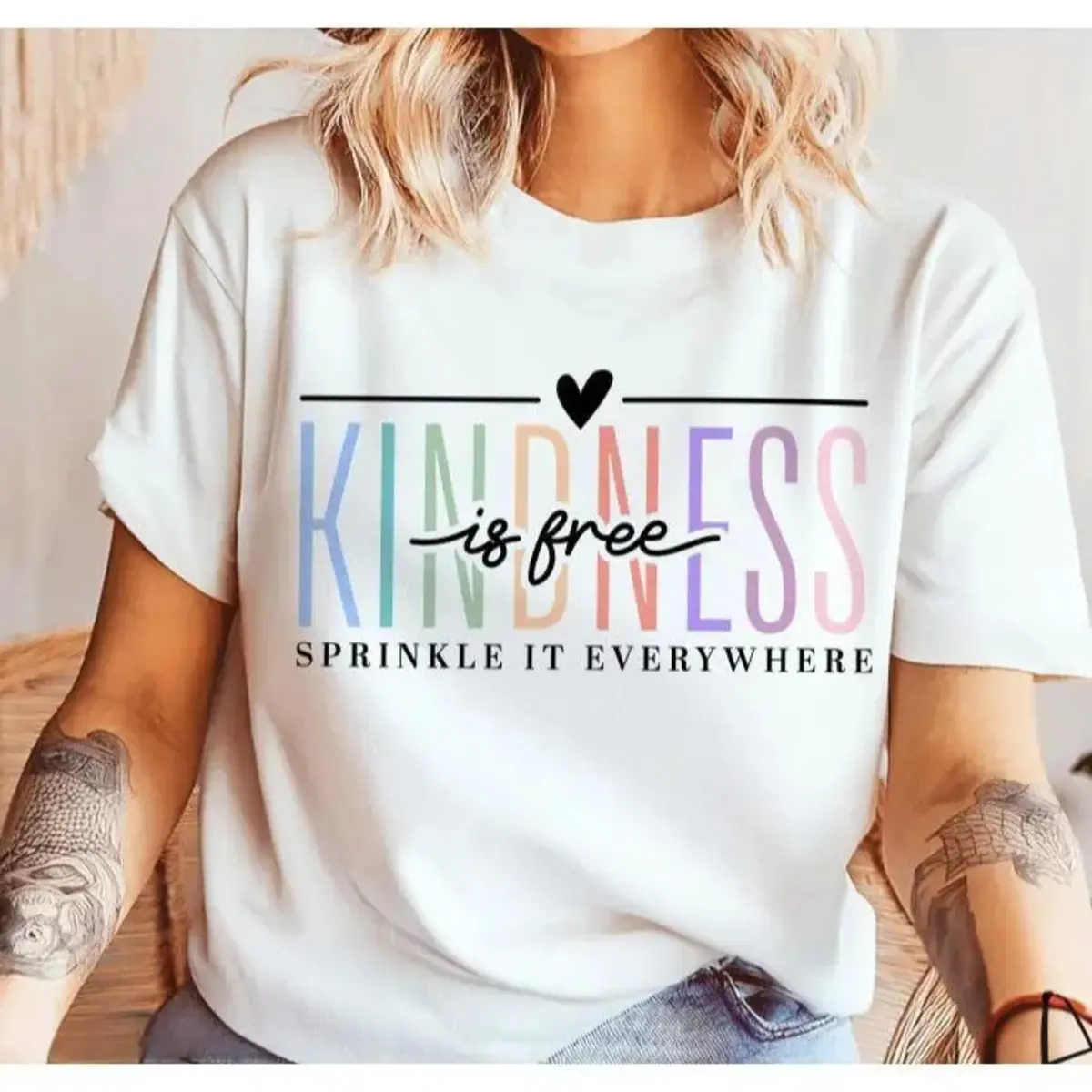 Uplifting And Heart - Warming T - Shirt: Make A Statement With A Kindness - Themed Motto Women'S Letters-Printed T-Shirt Crewneck Crop Workout Tee Women'S  Graphic  Tees Top Fashion Print Women'S T-Shirt Golf Gift T-Shirt For Men And Women