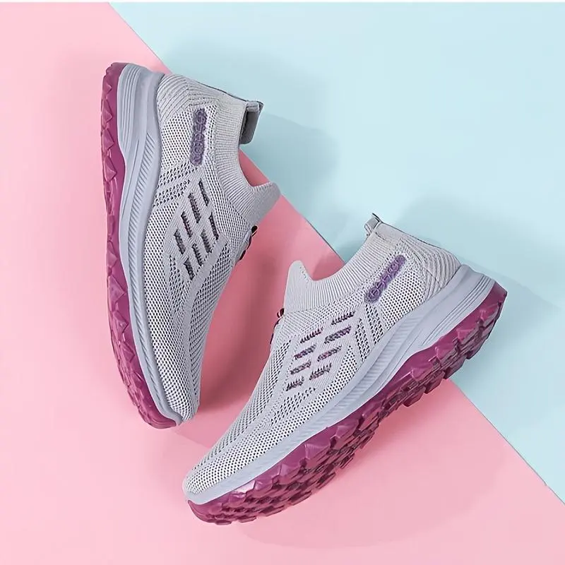 Women's Slip-On Walking Shoes, Lightweight Fly Knit Casual Sneakers with a Non-Slip Cushioned Sole for Everyday Work & Standing, Everyday Wear, Stylish Walking Shoes, Casual Daily Shoes
