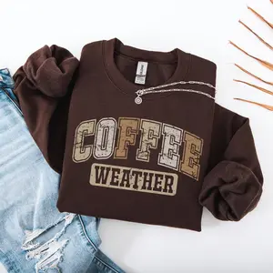 Retro Coffee Weather Sweatshirt, Fall Coffee Lover Crewneck, Cozy Autumn Sweater, Pumpkin Spice Season Top