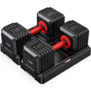 Adjustable Dumbbells Set of 2, 1-Sec Adjustable Weights Dumbbells Set, 5 in 1 Free Adjustable Dumbbell Set with Anti-Slip Texture Handle, 25lb-55lb,Weight Set For Home Gym Suit both Men and Women