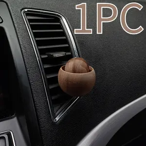 Original Handmade Car Small Round Egg Diffuser Wood, Natural Black Walnut Car Diffuser, Car Air Vent Special Diffuser, Car Perfume Essential Oil Diffusion Wood, Unscented, Without Battery